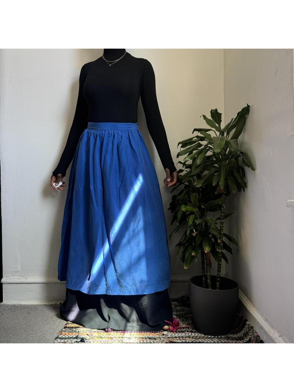 Vintage Bechamel silk Royal Blue Maxi shirt - M - Picture 3 of 6